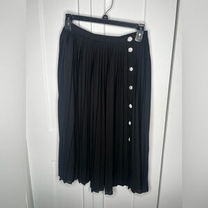 J. Crew Black Pleated Jewel Button Midi Skirt NWT Women's Size 8